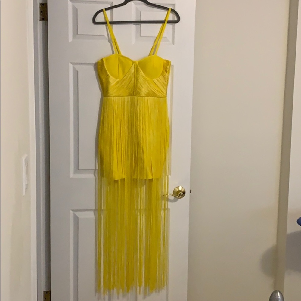 COPY - Neon Yellow tassel dress
